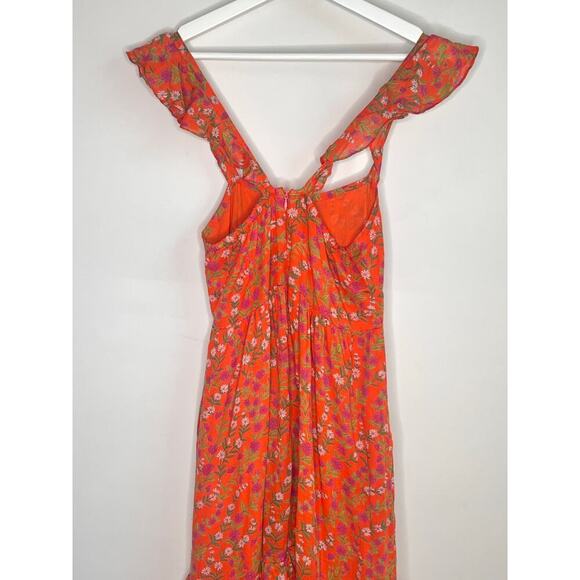 BANJANAN Penelope Dress Boundless Floral Flame Womens Size XS - Picture 10 of 13
